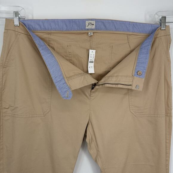 J Crew Women Plus Boyfriend Chino Pants Size 4X Patch Pocket Slim Khaki Tan NEW - Picture 6 of 13